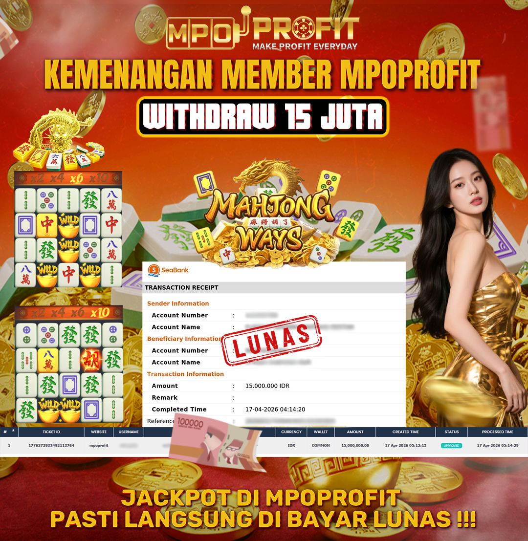 MPOPROFIT JACKPOT SLOT PGSOFT! KEMENANGAN MURNI DI (MAHJONG WAYS TOTAL RP 15.000.000,- LUNAS)